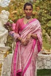 Shop_Kasturi Kundal_Pink Pure Silk Woven Butedaar Scarlet O Hara Saree With Unstitched Blouse Piece _Online_at_Aza_Fashions