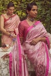 Kasturi Kundal_Pink Pure Silk Woven Butedaar Scarlet O Hara Saree With Unstitched Blouse Piece _at_Aza_Fashions