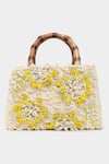 Shop_Aanchal Sayal_Ivory Shell Voyage Floral Pearl Embroidered Bag _at_Aza_Fashions