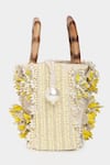 Aanchal Sayal_Ivory Shell Voyage Floral Pearl Embroidered Bag _Online_at_Aza_Fashions