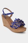 Buy_Aanchal Sayal_Blue Petal Embroidery Wedges _at_Aza_Fashions