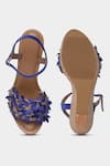 Shop_Aanchal Sayal_Blue Petal Embroidery Wedges _at_Aza_Fashions