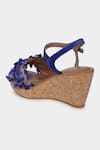 Aanchal Sayal_Blue Petal Embroidery Wedges _Online_at_Aza_Fashions