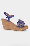 Buy_Aanchal Sayal_Blue Petal Embroidery Wedges _Online_at_Aza_Fashions