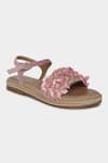 Buy_Aanchal Sayal_Pink Petal Embroidery Bubblegum Flats _at_Aza_Fashions