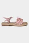 Buy_Aanchal Sayal_Pink Petal Embroidery Bubblegum Flats _Online_at_Aza_Fashions