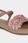 Shop_Aanchal Sayal_Pink Petal Embroidery Bubblegum Flats _Online_at_Aza_Fashions