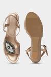 Shop_Aanchal Sayal_Rose Gold Evil Eye Applique Iris Wedges _at_Aza_Fashions