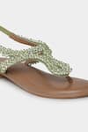 Shop_Aanchal Sayal_Green Pearl Lagoon Embroidered Flats _Online_at_Aza_Fashions