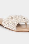 Shop_Aanchal Sayal_Ivory Pearl Oyster Embroidered Flats _Online_at_Aza_Fashions