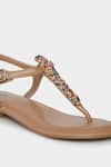 Shop_Aanchal Sayal_Multi Color Beads Embroidery Sandy Strap Flats _Online_at_Aza_Fashions