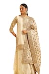 Buy_Sheetal Batra_Ivory Kurta And Sharara Silk Chanderi Embroidery Dabka Shadaab Gota Patti Set 