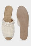 Shop_Aanchal Sayal_Ivory Pearl Seashell Embroidered Mules _at_Aza_Fashions