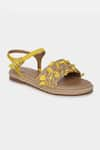 Buy_Aanchal Sayal_Yellow Petal Embroidery Sunshine Flats _at_Aza_Fashions