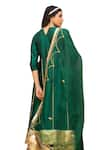 Bannhi_Green Kurta And Sharara Taffeta Silk Embroidered Aari Round Set _at_Aza_Fashions