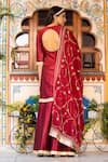 Shop_Bannhi_Maroon Kurta And Sharara Taffeta Silk Embroidered Aari Round Solid Set _at_Aza_Fashions