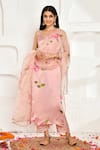 Buy_Bannhi_Pink Kurta And Pant Satin Silk Printed Floral Round Set _at_Aza_Fashions