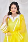 Buy_Bannhi_Yellow Organza Embroidered Lace Notched Kurta Palazzo Set _Online_at_Aza_Fashions