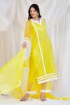 Shop_Bannhi_Yellow Organza Embroidered Lace Notched Kurta Palazzo Set _Online_at_Aza_Fashions