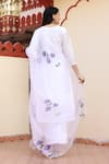 Shop_Bannhi_White Kurta And Palazzo Taffeta Silk Hand Painted Floral Plain Solid Set _at_Aza_Fashions