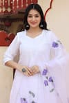 Buy_Bannhi_White Kurta And Palazzo Taffeta Silk Hand Painted Floral Plain Solid Set _Online_at_Aza_Fashions