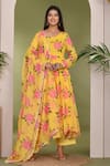 Buy_Bannhi_Yellow Muslin Printed Floral Round Pattern Anarkali Set _at_Aza_Fashions