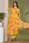 Shop_Bannhi_Yellow Muslin Printed Floral Round Pattern Anarkali Set 