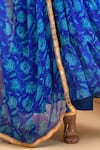 Buy_Bannhi_Blue Chiffon Print Floral V Neck Bloom Anarkali Pant Set _Online_at_Aza_Fashions