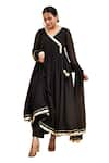 Buy_Bannhi_Black Georgette Placement Embellished Gota V Neck Work Anarkali Pant Set 