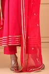 Bannhi_Pink Cotton Silk Placement Anarkali And Pant Set With Mirror Work Dupatta _Online_at_Aza_Fashions