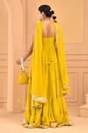 Shop_Bannhi_Yellow Georgette Placement Embellished Sleeveless Tiered Anarkali With Dupatta _at_Aza_Fashions