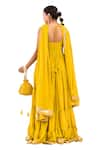 Bannhi_Yellow Georgette Placement Embellished Sleeveless Tiered Anarkali With Dupatta _at_Aza_Fashions