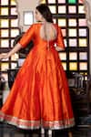 Shop_Bannhi_Orange Taffeta Silk Placement Embellished Anarkali With Chevron Work Dupatta _at_Aza_Fashions