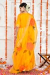 Shop_Bannhi_Yellow Cotton Silk Embroidery Gota V Work Anarkali With Hand Painted Dupatta _at_Aza_Fashions