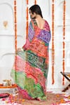 Shop_Bannhi_Multi Color Chiffon Print Bandhani Scoop Neck Rajasthani Anarkali With Dupatta _at_Aza_Fashions