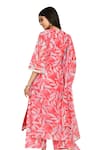 Shop_Bannhi_Pink Chanderi Print Flower Blossom V Neck Kurta Palazzo Set _Online_at_Aza_Fashions