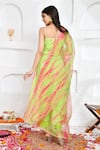 Shop_Bannhi_Green Chanderi Print Shibori Sweetheart Neck Kurta Palazzo Set _at_Aza_Fashions