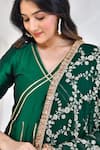 Buy_Bannhi_Green Taffeta Silk Embellished Gota V Neck Stripe Anarkali With Dupatta _Online_at_Aza_Fashions