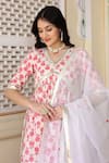 Shop_Bannhi_White Cotton Printed Floral V Neck Kurta Skirt Set _Online_at_Aza_Fashions