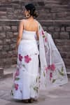 Shop_Bannhi_White Silk Organza Hand Painted Floral Creeper Saree _at_Aza_Fashions