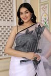 Buy_Bannhi_White Organza Hand Painted Insect Saree _Online_at_Aza_Fashions