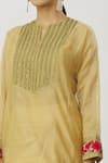 Buy_Neeta Bhargava_Gold Tissue, Cotton, Silk Embroidery, Sequins Yoke Kurta Draped Skirt Set _Online_at_Aza_Fashions