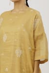 Neeta Bhargava_Gold Tissue Embroidery Anchor Thread Work Kaftan Round Pant Set  _Online_at_Aza_Fashions