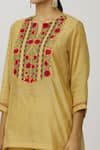 Buy_Neeta Bhargava_Gold Organza, Cotton, Tissue, Lycra Embroidery Hand Yoke Kurta Gharara Set _Online_at_Aza_Fashions