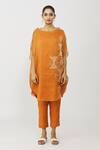Buy Neeta Bhargava Orange Tissue, Voile Embroidery Round Neck Kaftan And Pant Set Online at Aza Fashions Buy_Neeta Bhargava_Orange Tissue, Voile Embroidery Round Neck Kaftan And Pant Set _Online_at_Aza_Fashions