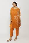 Neeta Bhargava Orange Tissue, Voile Embroidery Round Neck Kaftan And Pant Set at Aza Fashions Neeta Bhargava_Orange Tissue, Voile Embroidery Round Neck Kaftan And Pant Set _at_Aza_Fashions