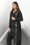 Buy_Eli Bitton_Black Sequin (100% Polyester) Hand Embroidered Inner U Kurta Pant Set _Online_at_Aza_Fashions