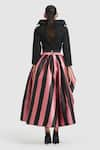 Shop_Gauri & Nainika_Pink Mikado Printed Striped Tea-length Skirt _at_Aza_Fashions