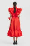 Shop_Gauri & Nainika_Red Organza Ruffle Detailed Shirt Dress _at_Aza_Fashions