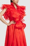 Buy_Gauri & Nainika_Red Organza Ruffle Detailed Shirt Dress _Online_at_Aza_Fashions